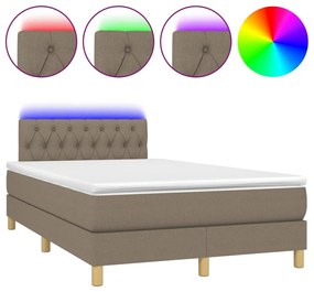 Letto a Molle con Materasso e LED Tortora 120x190 cm in Tessuto