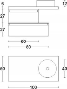 Mobile bagno sospeso 100 cm con lavabo tondo e 2 moduli grafite - NINFA3