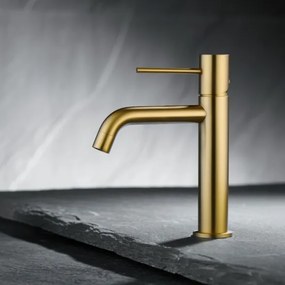 Miscelatore Per Lavabo In Ottone Oro Spazzolato Smooth Rubicer