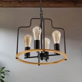 Lampadario a catena DATUS 4xE27/40W/230V nero/marrone