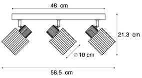 Faretto moderno in legno con vetro fumé a 3 luci ruotabile e inclinabile - Gracy