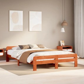 Giroletto Senza Materasso Marrone Cera 140x200cm Massello Pino /