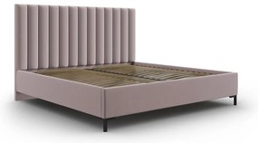 Letto matrimoniale imbottito rosa chiaro con contenitore a griglia 160x200 cm Casey - Mazzini Beds