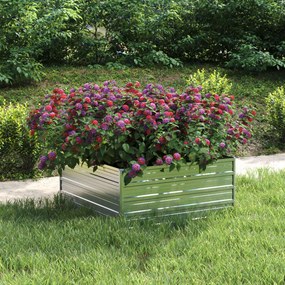 Letto Rialzato Giardino 100x100x45cm İn Acciaio Zincato Argento /