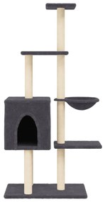 Albero per gatti con tiragraffi in sisal grigio scuro 145 cm