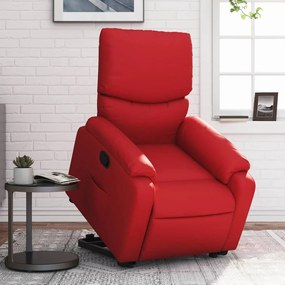 Poltrona Alzapersona Reclinabile Rosso İn Similpelle /