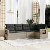 Set Divano da Giardino 5pz con Cuscini Grigio Chiaro Polyrattan 3252469