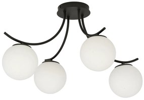 Lampadario da Soffitto in Acciaio e Vetro BOSTON 4 Nero 4xE14