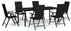 Set mobili da pranzo per giardino 7 pz nero