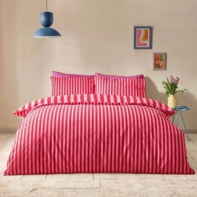 Set copripiumino e federa rosso/rosa per letto singolo 135x200 cm Stripe Tease – Sassy B