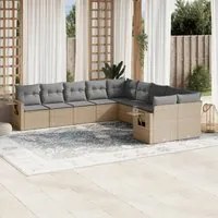 Set Divano da Giardino 10 pz con Cuscini Beige in Polyrattan 3220708