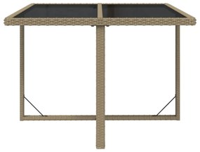 Tavolo da giardino beige 109x107x74 cm in polyrattan e vetro