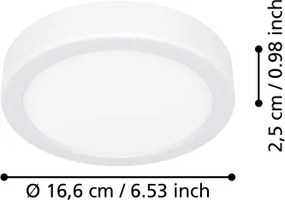 Eglo 901306-LED Plafoniera FUEVA LED/7,5W/230V 2700/4000/6500K Ø16,6 cm, bianca