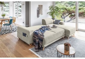 Divano angolare beige allungabile e con contenitore Classy Sophie – Miuform