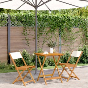 Set Da Bistrot 3pz Bianco Crema İn Tessuto E Legno Massello /