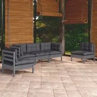 Set Divani da Giardino 5 pz con Cuscini Legno Massello di Pino 3096186