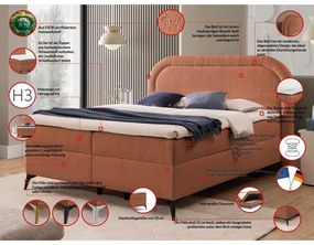 Letto boxspring arancione con contenitore 200x200 cm Ornes – Ropez