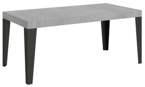 Tavolo allungabile Flame con telaio e gambe antracite, Cemento / 90x200/304 cm