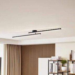 Plafoniera a LED Aurendor Lindby, Nero, Soggiorno / Sala da pranzo, Alluminio, Moderno, Plafoniera LED
