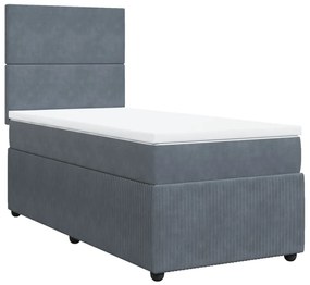 Giroletto a molle con materasso grigio scuro 90x200 cm velluto