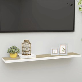 Scaffale A Parete Rovere E Bianco 120x23,5x3,8 Cm İn Mdf /