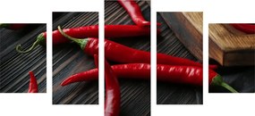 Quadri 5 pezzi – Tavola con peperoncini
