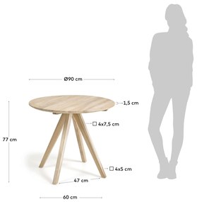 Kave Home - Tavolo rotondo Maial in legno massello di teak Ã˜ 90 cm