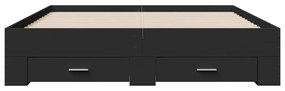 Giroletto con cassetti nero 160x200 cm in legno multistrato