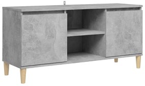 Mobile tv con gambe in legno grigio cemento 103,5x30x50 cm