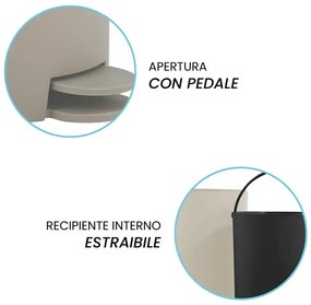 Pattumiera bagno 3 Lt beige con apertura a pedale Orbix