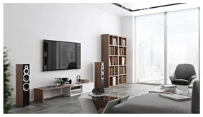 Tavolo TV bianco con dettagli in legno di noce Move - TemaHome