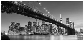 Stampa su tela Zoom Brooklyn brdige b&w, multicolore 190 x 90 cm