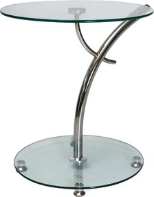 Tavolino Muna in vetro e metallo cromato – Ø50x55 cm