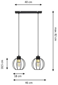 Lampadario a sospensione con filo STARLIGHT 2xE27/15W/230V nero/oro