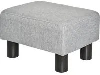 Pouf Poggiapiedi Imbottito 40x30x24 cm in Tessuto Effetto Lino Grigio