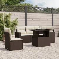 Set Divano da Giardino 6 pz con Cuscini Marrone in Polyrattan 3267283