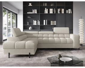 Divano angolare color crema allungabile/con contenitore (con penisola a sinistra/a L) e rivestimento in bouclé Ferucce – ELTAP