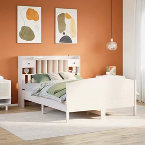 Letto libreria senza materasso bianco 140x190 cm legno di pino