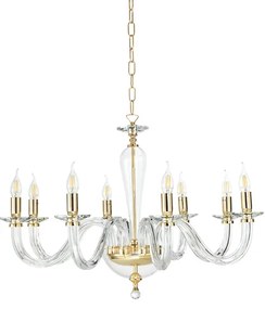 Lampada a sospensione D82 cm RAVEL 8 luci in vetro lavorato a mano ORO