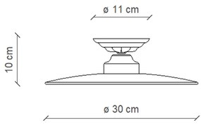 Plafoniera Industrial Potenza Ferro E Ceramica Nero Diam. 30Cm 1 Luce E27