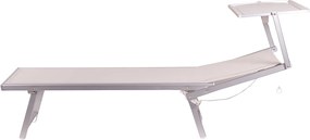 Lettino Mare con Parasole Richiudibile 181x71,5x38,5 cm in Alluminio PVC e Poliestere Avorio Riccione...