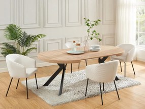 Tavolo da pranzo allungabile da 4 a 8 coperti in MDF e Acciaio Naturale e Nero KOMONI