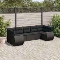 Set Divani da Giardino con Cuscini 7pz Nero Polyrattan 3254122