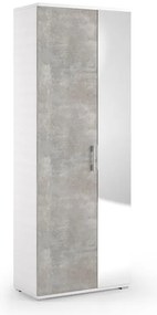 Scarpiera con specchio 2 ante L 73 x H 195 x P 35 cm 26 paia, bianco e grigio
