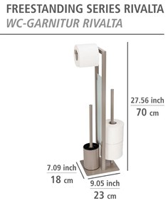 Porta carta igienica marrone chiaro con scopino Rivalta - Wenko