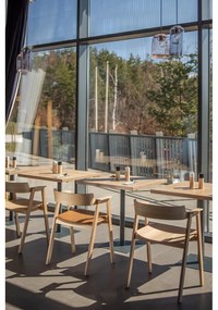 Sedia da pranzo di colore naturale in rovere massiccio con braccioli Flip – Gazzda