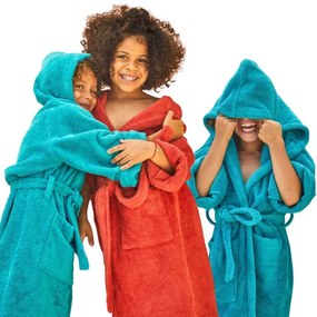 Accappatoio bambino e asciugamano in spugna Perla Biancoperla  Colore Turchese, Dimensioni e Misure 5-6 ANNI