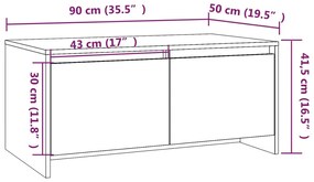 Tavolino da Salotto Rovere Fumo 90x50x41,5 cm in Truciolato