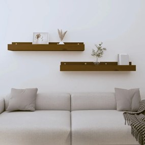 Mensole Da Parete 2 Pz Ambra 80x12x9cm Legno Massello Di Pino /