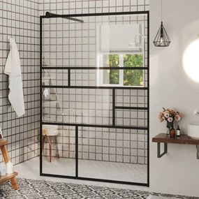Parete Doccia Walk-in İn Vetro Trasparente Esg Nera 115x195 Cm /